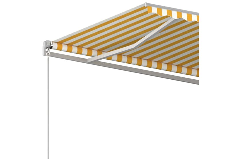 vidaXL 3069018 Manual Retractable Awning 500x350cm Yellow And White vidaXL 3069018 Manual Retractable Awning 500x350cm Yellow And White