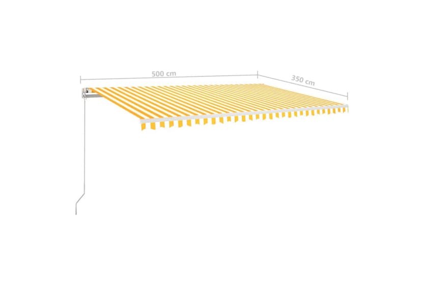 vidaXL 3069018 Manual Retractable Awning 500x350cm Yellow And White vidaXL 3069018 Manual Retractable Awning 500x350cm Yellow And White