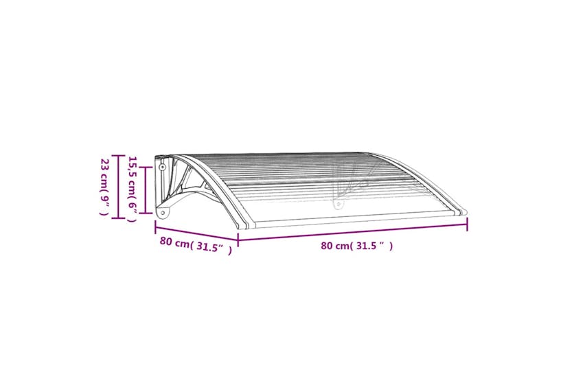 vidaXL 153585 Door Canopy Black And Transparent 80x80cm Polycarbonate vidaXL 153585 Door Canopy Black And Transparent 80x80cm Polycarbonate