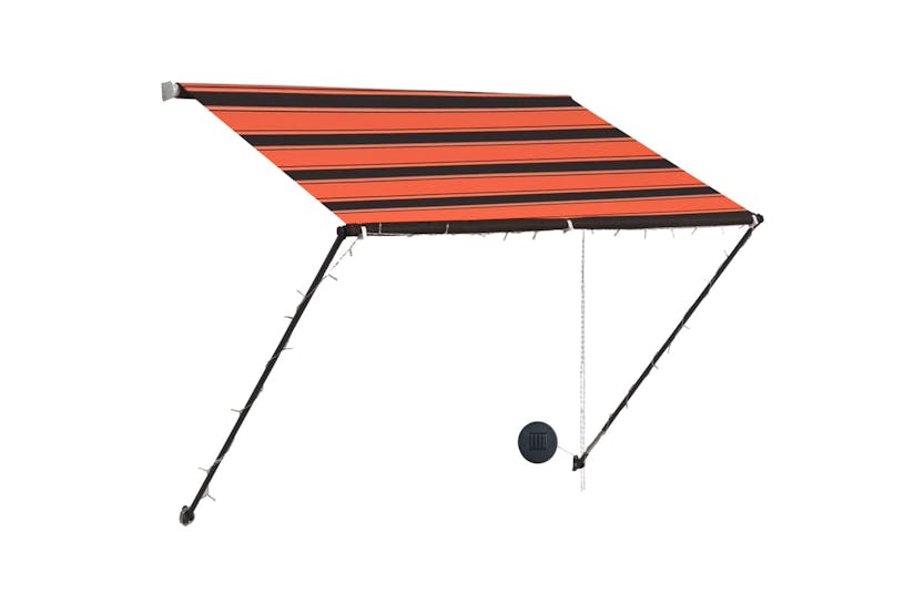 vidaXL 145929 Retractable Awning With Led 150x150cm Orange And Brown vidaXL 145929 Retractable Awning With Led 150x150cm Orange And Brown