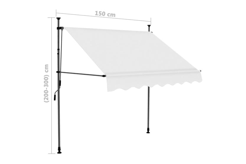 vidaXL 145870 Manual Retractable Awning With Led 150cm Cream vidaXL 145870 Manual Retractable Awning With Led 150cm Cream