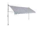 vidaXL 145846 Manual Retractable Awning With Led 350cm Blue And White vidaXL 145846 Manual Retractable Awning With Led 350cm Blue And White