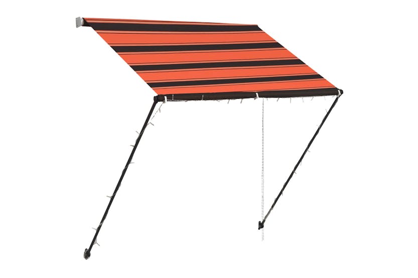 vidaXL 145929 Retractable Awning With Led 150x150cm Orange And Brown vidaXL 145929 Retractable Awning With Led 150x150cm Orange And Brown