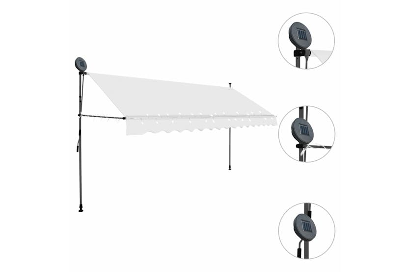 vidaXL 145875 Manual Retractable Awning With Led 400cm Cream vidaXL 145875 Manual Retractable Awning With Led 400cm Cream