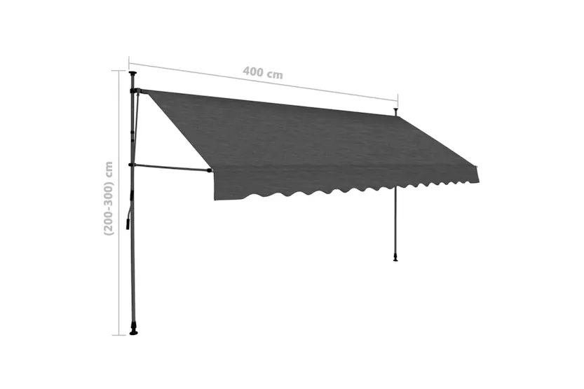 vidaXL 145868 Manual Retractable Awning With Led 400cm Anthracite vidaXL 145868 Manual Retractable Awning With Led 400cm Anthracite