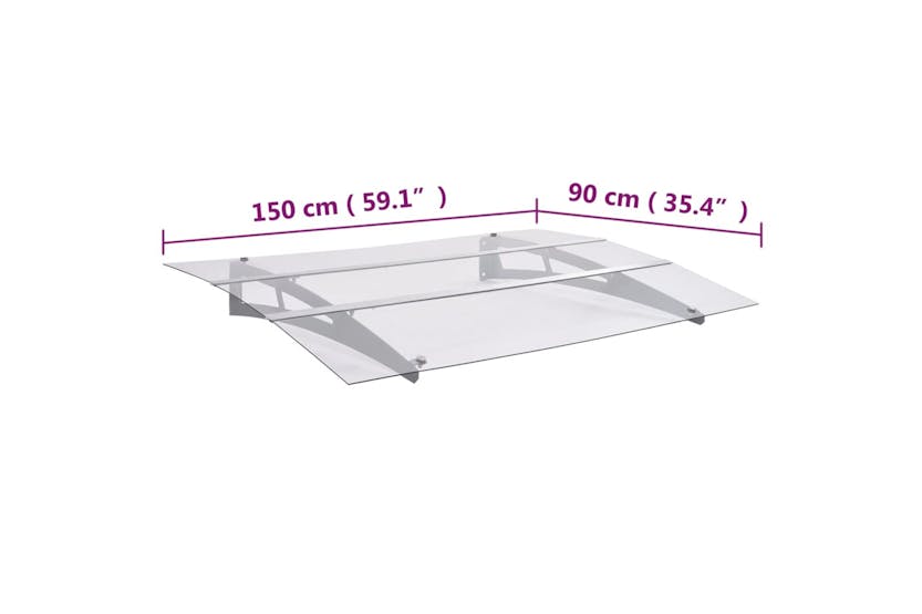 vidaXL 144829 Door Canopy Silver And Transparent 150x90cm Pet vidaXL 144829 Door Canopy Silver And Transparent 150x90cm Pet