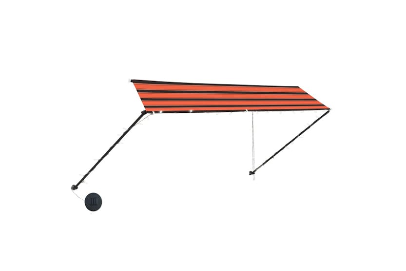 vidaXL 145933 Retractable Awning With Led 350x150cm Orange And Brown vidaXL 145933 Retractable Awning With Led 350x150cm Orange And Brown