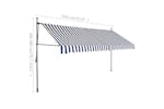 vidaXL 145846 Manual Retractable Awning With Led 350cm Blue And White vidaXL 145846 Manual Retractable Awning With Led 350cm Blue And White