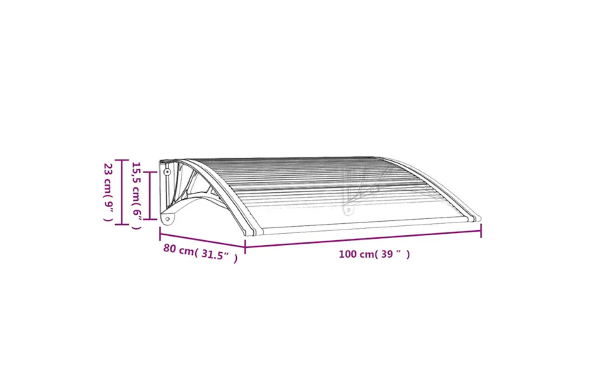 vidaXL 153588 Door Canopy Black And Transparent 100x80cm Polycarbonate vidaXL 153588 Door Canopy Black And Transparent 100x80cm Polycarbonate