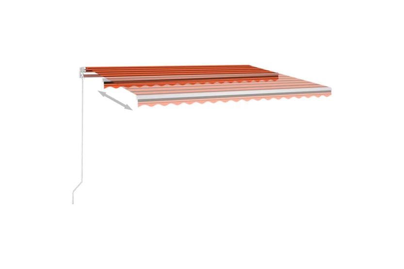 vidaXL 3068985 Manual Retractable Awning With Led 400x350cm Orange And Brown vidaXL 3068985 Manual Retractable Awning With Led 400x350cm Orange And Brown