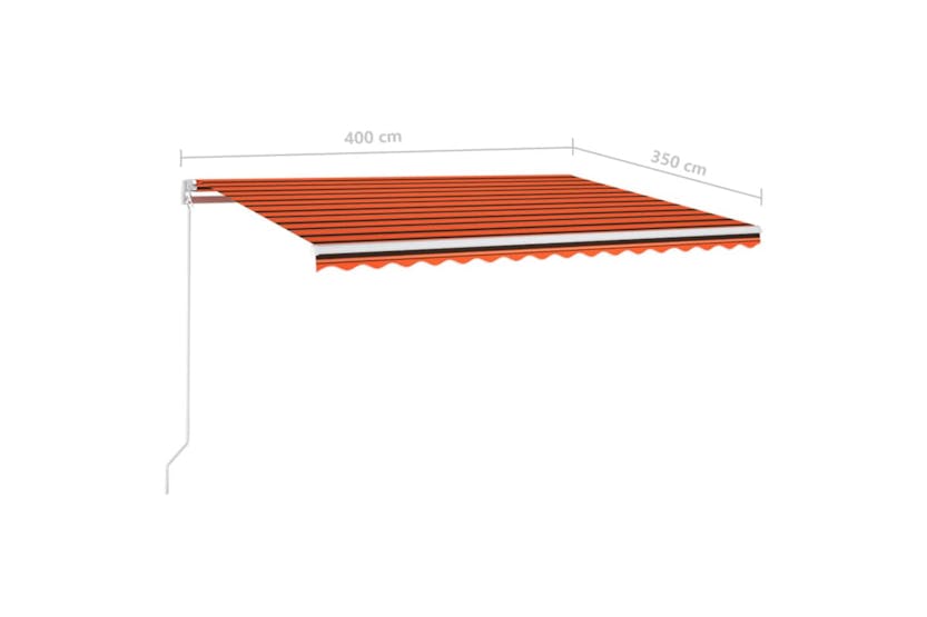 vidaXL 3068985 Manual Retractable Awning With Led 400x350cm Orange And Brown vidaXL 3068985 Manual Retractable Awning With Led 400x350cm Orange And Brown