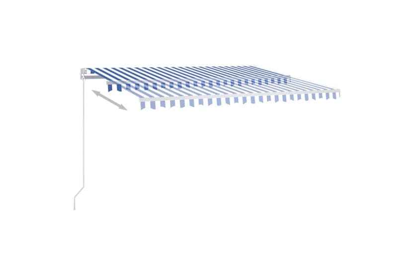 vidaXL 3068976 Manual Retractable Awning 400x350cm Blue And White vidaXL 3068976 Manual Retractable Awning 400x350cm Blue And White