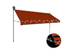 vidaXL 145881 Manual Retractable Awning With Led 350cm Orange And Brown vidaXL 145881 Manual Retractable Awning With Led 350cm Orange And Brown