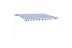 vidaXL 3068976 Manual Retractable Awning 400x350cm Blue And White vidaXL 3068976 Manual Retractable Awning 400x350cm Blue And White