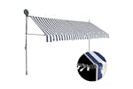 vidaXL 145846 Manual Retractable Awning With Led 350cm Blue And White vidaXL 145846 Manual Retractable Awning With Led 350cm Blue And White