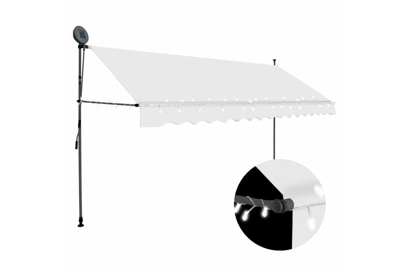 vidaXL 145875 Manual Retractable Awning With Led 400cm Cream vidaXL 145875 Manual Retractable Awning With Led 400cm Cream