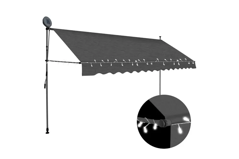 vidaXL 145868 Manual Retractable Awning With Led 400cm Anthracite vidaXL 145868 Manual Retractable Awning With Led 400cm Anthracite