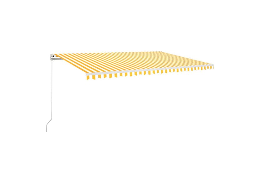 vidaXL 3069018 Manual Retractable Awning 500x350cm Yellow And White vidaXL 3069018 Manual Retractable Awning 500x350cm Yellow And White