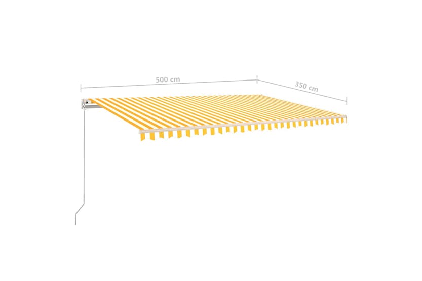 vidaXL 3070058 Manual Retractable Awning With Posts 5x3.5 M Yellow And White vidaXL 3070058 Manual Retractable Awning With Posts 5x3.5 M Yellow And White