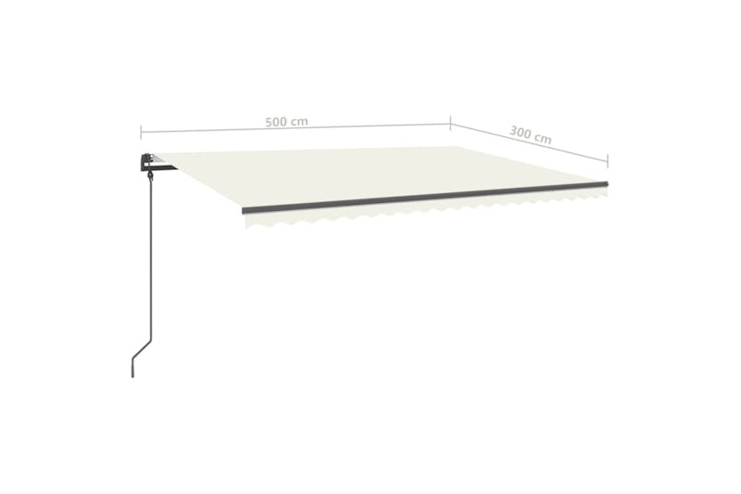 vidaXL 3070177 Manual Retractable Awning With Posts 5x3 M Cream vidaXL 3070177 Manual Retractable Awning With Posts 5x3 M Cream