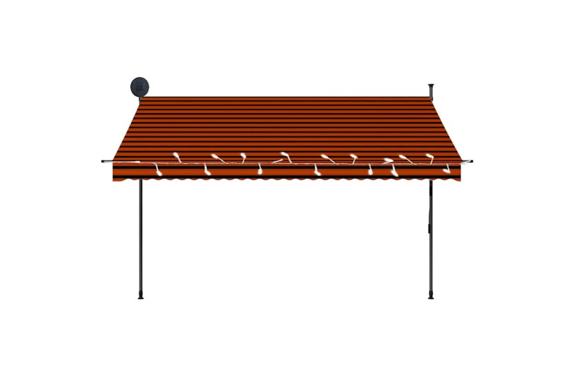 vidaXL 145880 Manual Retractable Awning With Led 300cm Orange And Brown vidaXL 145880 Manual Retractable Awning With Led 300cm Orange And Brown