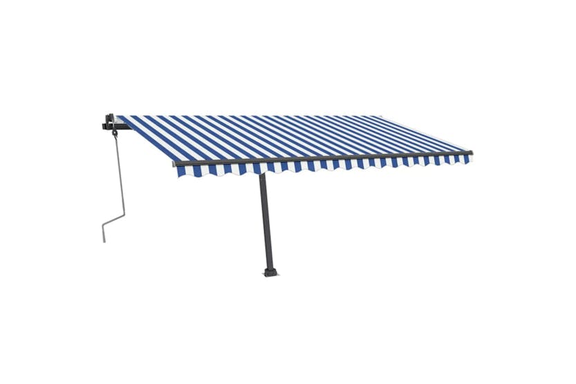 vidaXL 3069821 Manual Retractable Awning With Led 400x350cm Blue And White vidaXL 3069821 Manual Retractable Awning With Led 400x350cm Blue And White