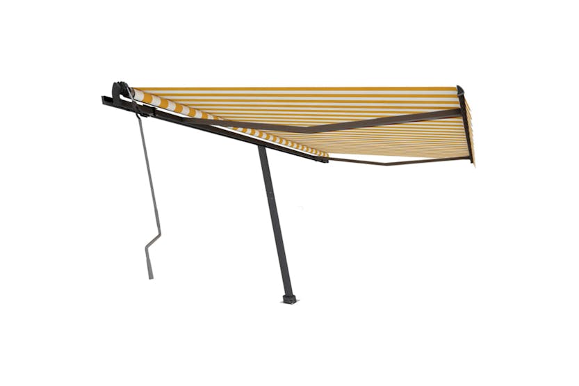 vidaXL 3069818 Freestanding Manual Retractable Awning 400x350cm Yellow/white vidaXL 3069818 Freestanding Manual Retractable Awning 400x350cm Yellow/white