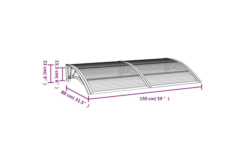 vidaXL 153582 Door Canopy Black 150x80cm Polycarbonate vidaXL 153582 Door Canopy Black 150x80cm Polycarbonate