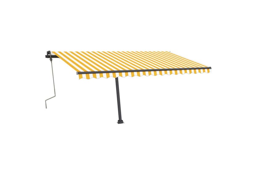 vidaXL 3069823 Manual Retractable Awning With Led 400x350cm Yellow And White vidaXL 3069823 Manual Retractable Awning With Led 400x350cm Yellow And White