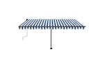 vidaXL 3069821 Manual Retractable Awning With Led 400x350cm Blue And White vidaXL 3069821 Manual Retractable Awning With Led 400x350cm Blue And White
