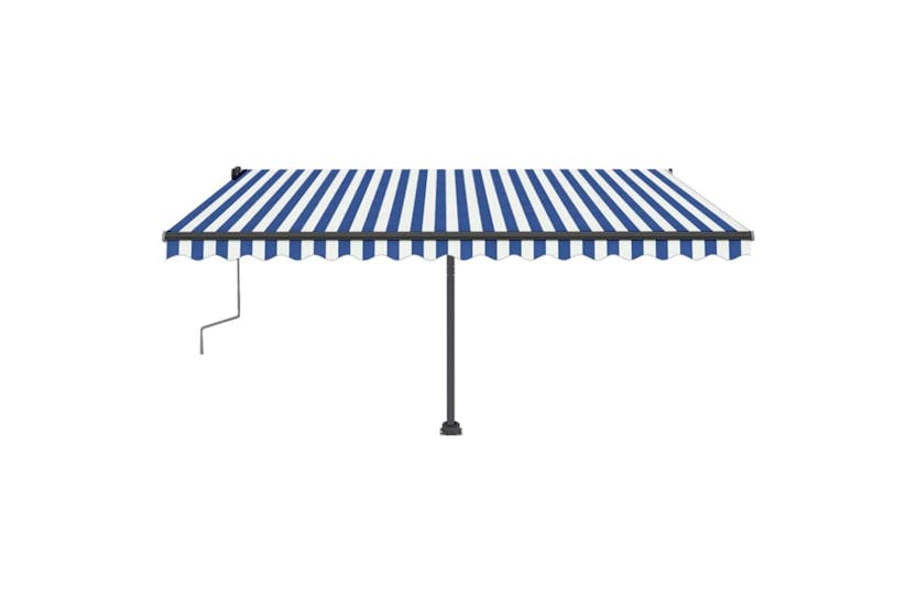 vidaXL 3069821 Manual Retractable Awning With Led 400x350cm Blue And White vidaXL 3069821 Manual Retractable Awning With Led 400x350cm Blue And White