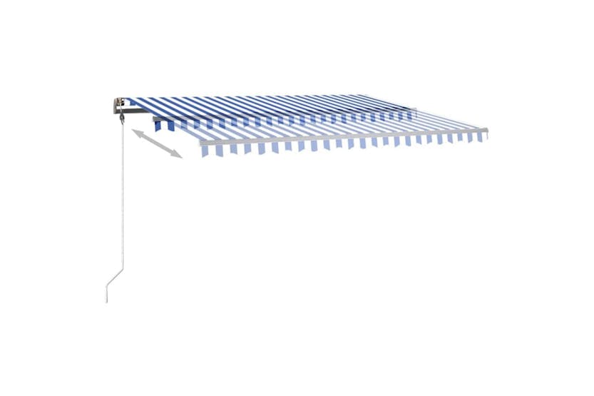 vidaXL 3069821 Manual Retractable Awning With Led 400x350cm Blue And White vidaXL 3069821 Manual Retractable Awning With Led 400x350cm Blue And White