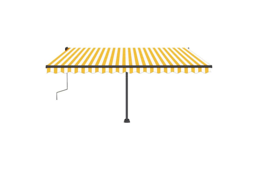 vidaXL 3069818 Freestanding Manual Retractable Awning 400x350cm Yellow/white vidaXL 3069818 Freestanding Manual Retractable Awning 400x350cm Yellow/white