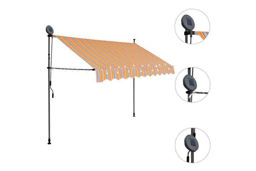 vidaXL 145851 Manual Retractable Awning With Led 250cm Yellow And Blue vidaXL 145851 Manual Retractable Awning With Led 250cm Yellow And Blue