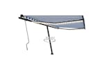 vidaXL 3069821 Manual Retractable Awning With Led 400x350cm Blue And White vidaXL 3069821 Manual Retractable Awning With Led 400x350cm Blue And White