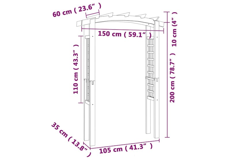 vidaXL 41662 Trellis Arch 150x60x210cm Wood vidaXL 41662 Trellis Arch 150x60x210cm Wood