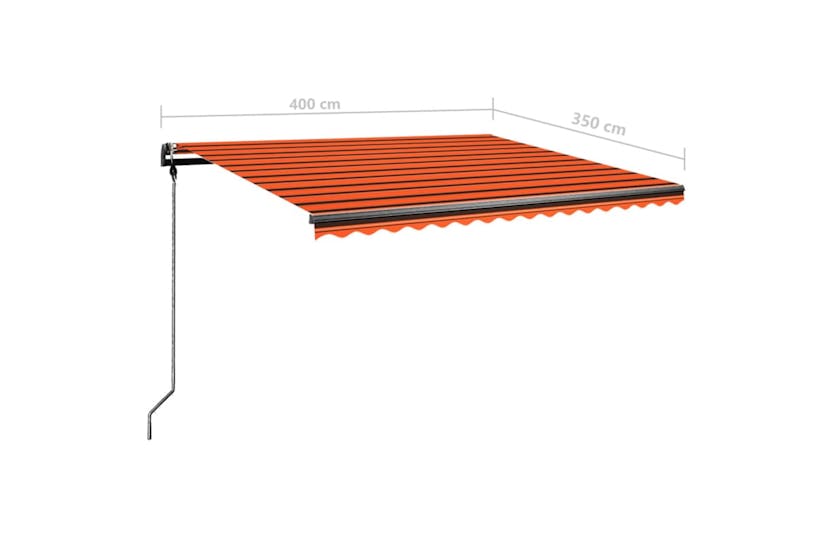 vidaXL 3069825 Manual Retractable Awning With Led 400x350cm Orange And Brown vidaXL 3069825 Manual Retractable Awning With Led 400x350cm Orange And Brown