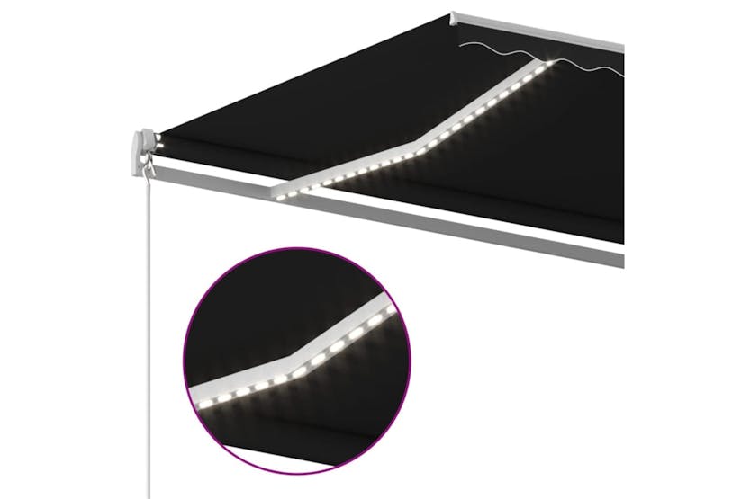 vidaXL 3069044 Manual Retractable Awning With Led 600x350cm Anthracite vidaXL 3069044 Manual Retractable Awning With Led 600x350cm Anthracite