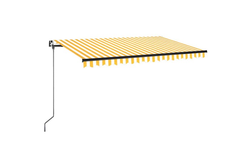 vidaXL 3069198 Manual Retractable Awning 450x350cm Yellow And White vidaXL 3069198 Manual Retractable Awning 450x350cm Yellow And White