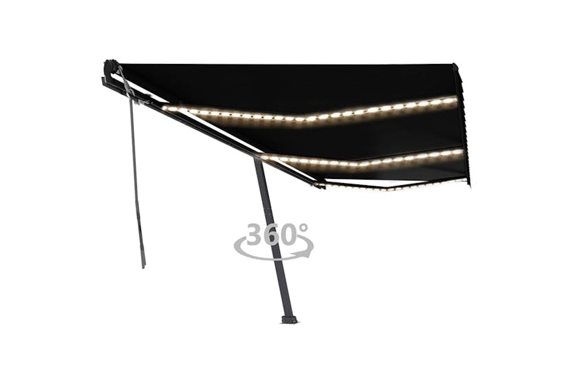 vidaXL 3069884 Manual Retractable Awning With Led 600x350cm Anthracite vidaXL 3069884 Manual Retractable Awning With Led 600x350cm Anthracite