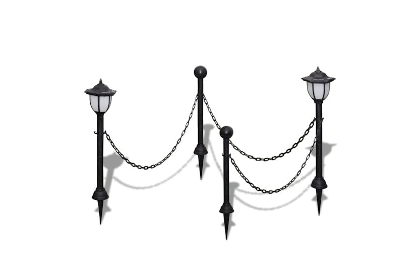 vidaXL 40868 Chain Fence With Solar Lights Two Led Lamps Two Poles vidaXL 40868 Chain Fence With Solar Lights Two Led Lamps Two Poles