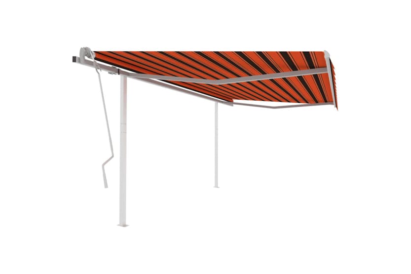 vidaXL 3070020 Manual Retractable Awning With Posts 4x3.5 M Orange And Brown vidaXL 3070020 Manual Retractable Awning With Posts 4x3.5 M Orange And Brown