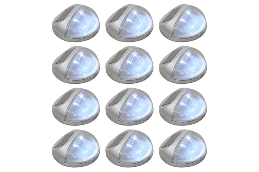 vidaXL 44473 Outdoor Solar Wall Lamps Led 12 Pcs Round Silver vidaXL 44473 Outdoor Solar Wall Lamps Led 12 Pcs Round Silver
