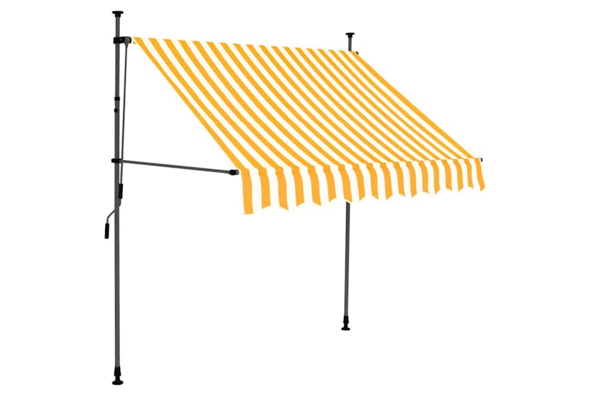 vidaXL 145857 Manual Retractable Awning With Led 200cm White And Orange vidaXL 145857 Manual Retractable Awning With Led 200cm White And Orange