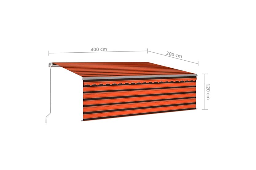 vidaXL 3069425 Manual Retractable Awning With Blind&led 4x3m Orange&brown vidaXL 3069425 Manual Retractable Awning With Blind&led 4x3m Orange&brown