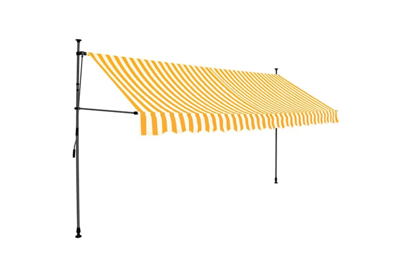vidaXL 145860 Manual Retractable Awning With Led 350cm White And Orange vidaXL 145860 Manual Retractable Awning With Led 350cm White And Orange
