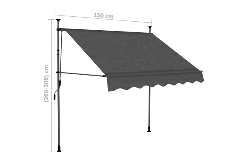 vidaXL 145863 Manual Retractable Awning With Led 150cm Anthracite vidaXL 145863 Manual Retractable Awning With Led 150cm Anthracite