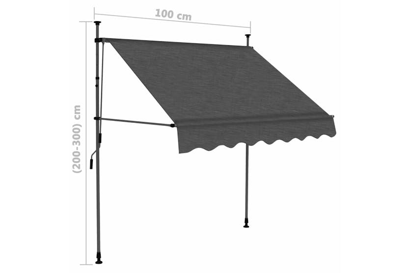 vidaXL 145862 Manual Retractable Awning With Led 100cm Anthracite vidaXL 145862 Manual Retractable Awning With Led 100cm Anthracite