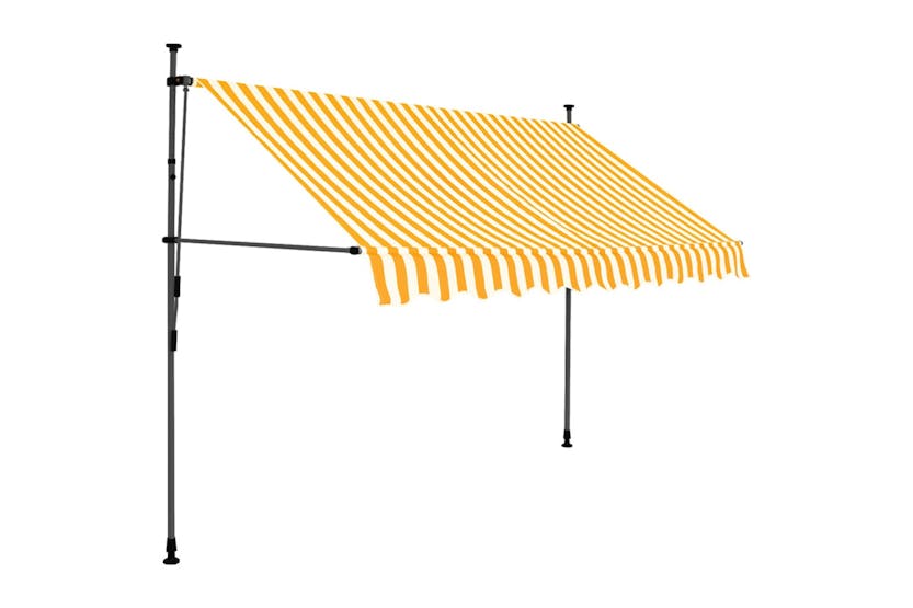 vidaXL 145858 Manual Retractable Awning With Led 250cm White And Orange vidaXL 145858 Manual Retractable Awning With Led 250cm White And Orange