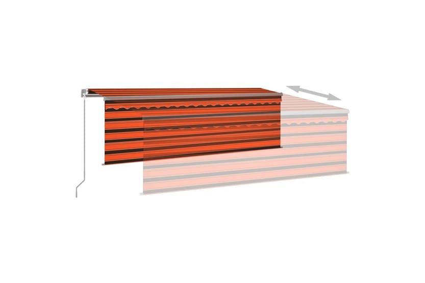 vidaXL 3069425 Manual Retractable Awning With Blind&led 4x3m Orange&brown vidaXL 3069425 Manual Retractable Awning With Blind&led 4x3m Orange&brown